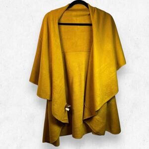 Moth Women's One Size Draped Wrap Shawl Vest in‎ Mustard Yellow Multi Wear